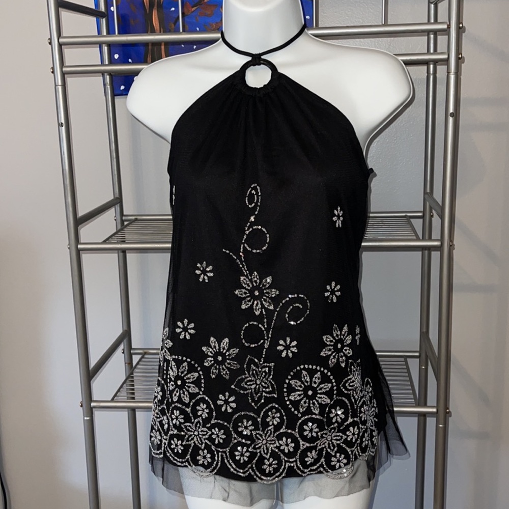 Black and silver halter top